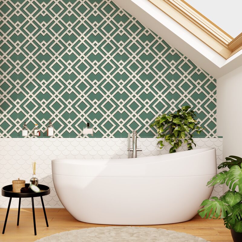 Papier peint intissé VITTORIA coloris vert de gris