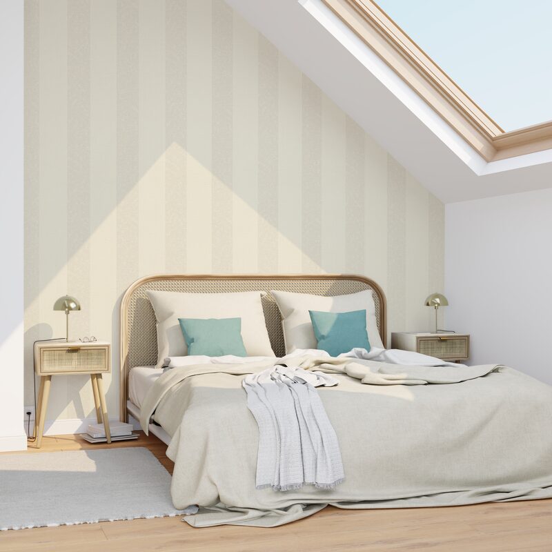 Papier peint intissé FLORENTINE RAYURE coloris sable beige