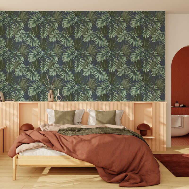 Papier peint intissé MIAMI PALM coloris vert feuillage