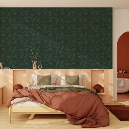 Papier peint intissé TEORA coloris Vert foncé