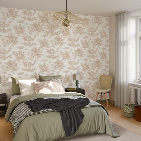 Papier peint intissé JOUY coloris beige foncé