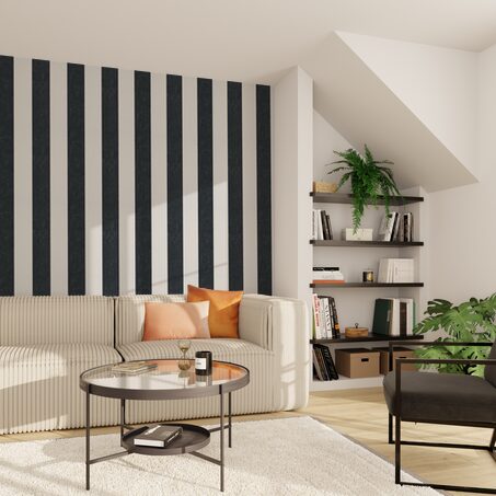 Papier peint intissé PALAZZO STRIPE coloris noir et blanc