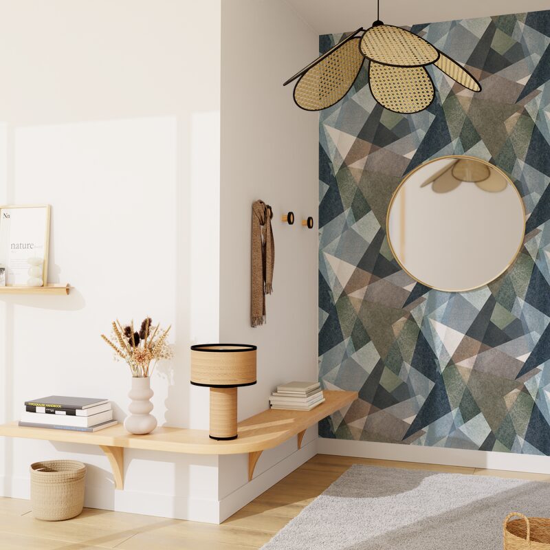 Papier peint intissé JAYDEN coloris bleu pétrole