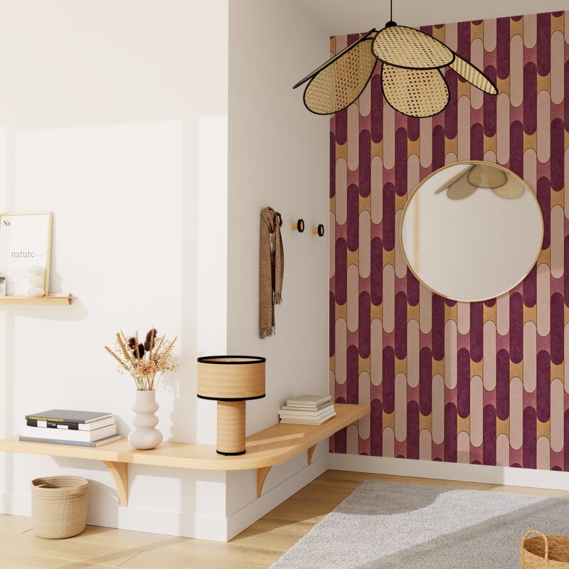 Papier peint intissé ANABEL coloris rose prune