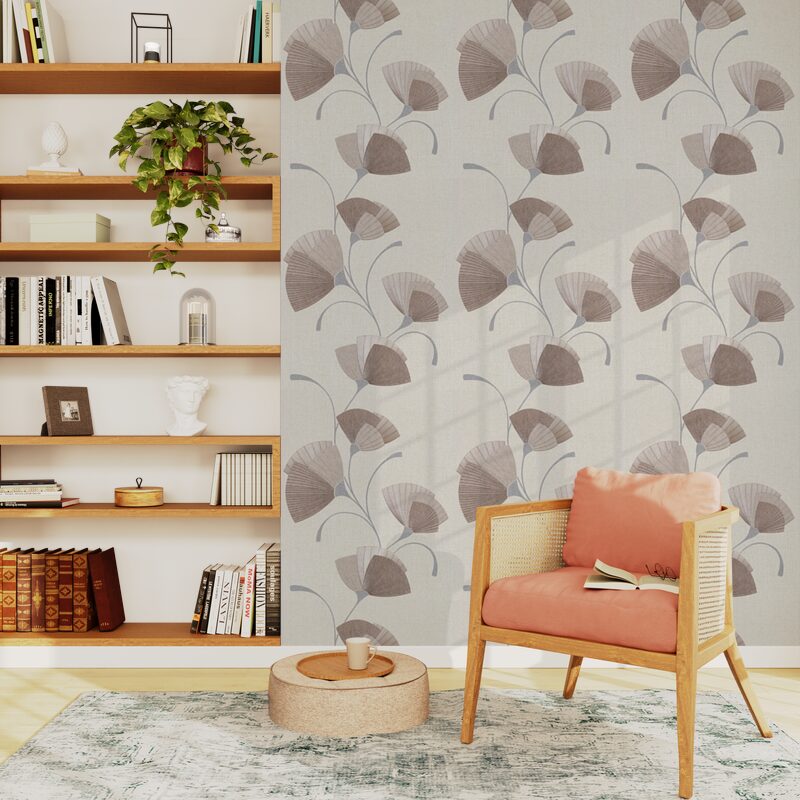 Papier peint intissé FLOWER EVENTAIL coloris blanc