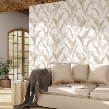 Papier peint intissé MARJORY coloris blanc et doré