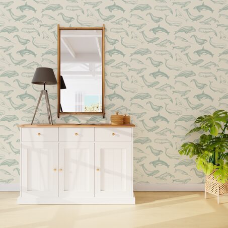 Papier peint intissé WHALY coloris bleu grisé