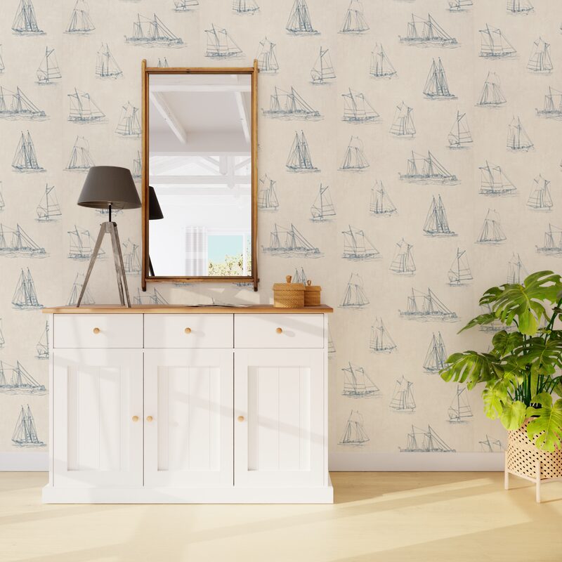 Papier peint intissé NAUTICA coloris blanc crème