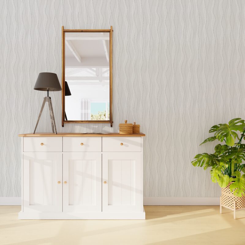 Papier peint vinyle ENTRELAC coloris blanc