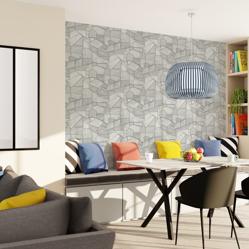 Papier peint intissé DWEN coloris blanc et argenté