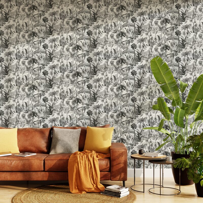 Papier peint intissé MOMBASA coloris gris foncé