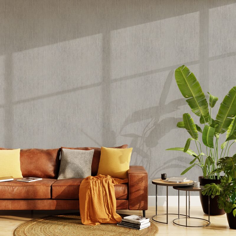 Papier peint intissé TWEED coloris gris moyen