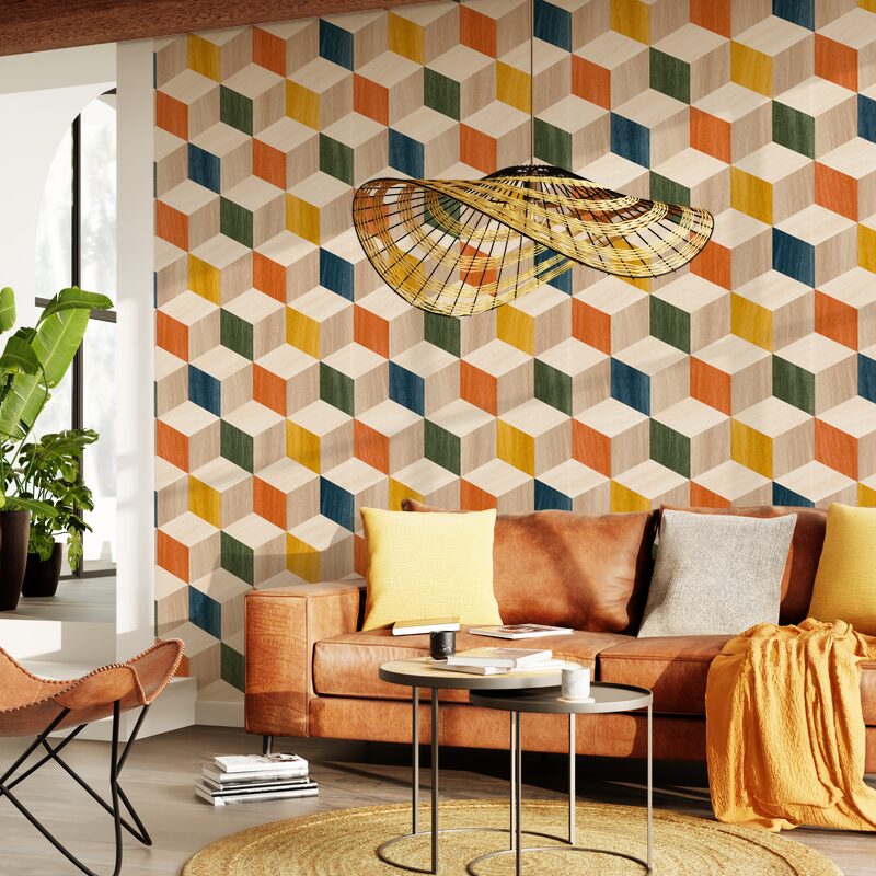 Papier peint intissé JAROD coloris multicolore