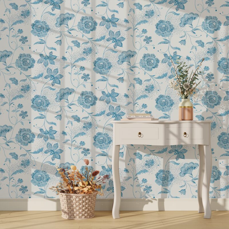 Papier peint intissé AMBROISE coloris bleu acier