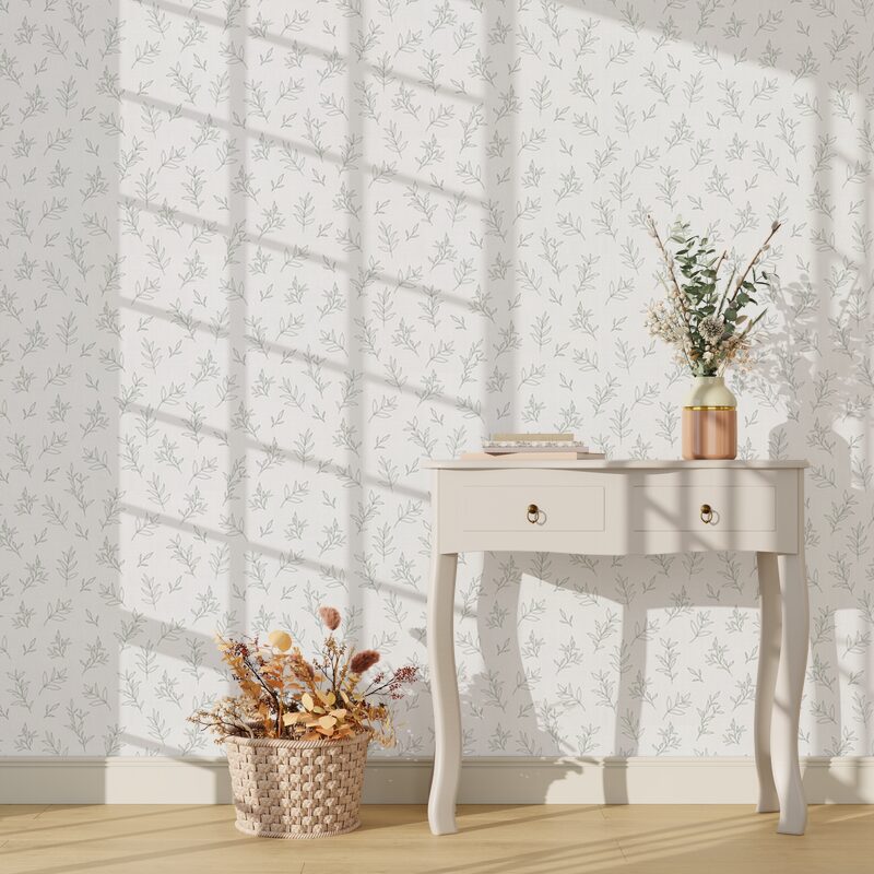 Papier peint intissé ADÈLE coloris vert de gris