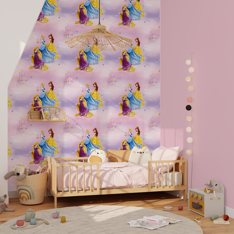 Papier peint PRINCESSES coloris rose dragée