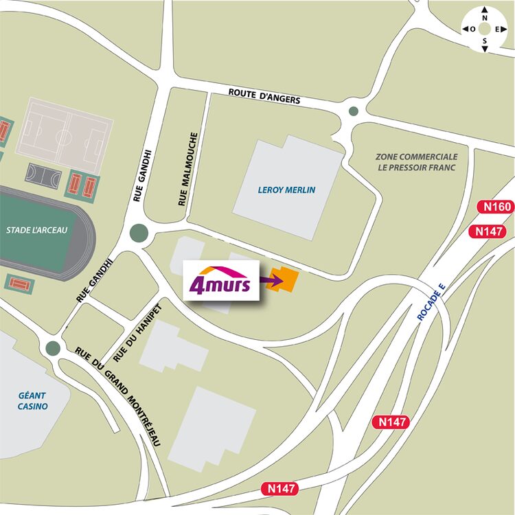 plan d'accès 4MURS Saint Barthélemy D'Anjou - Saint-Barthélemy-d'Anjou