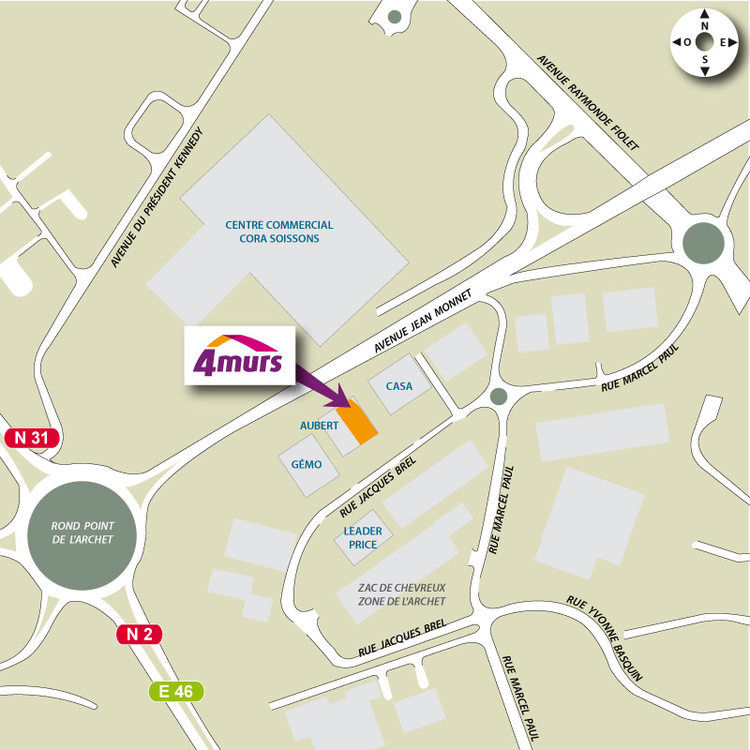 plan d'accès 4MURS Soissons - Soissons