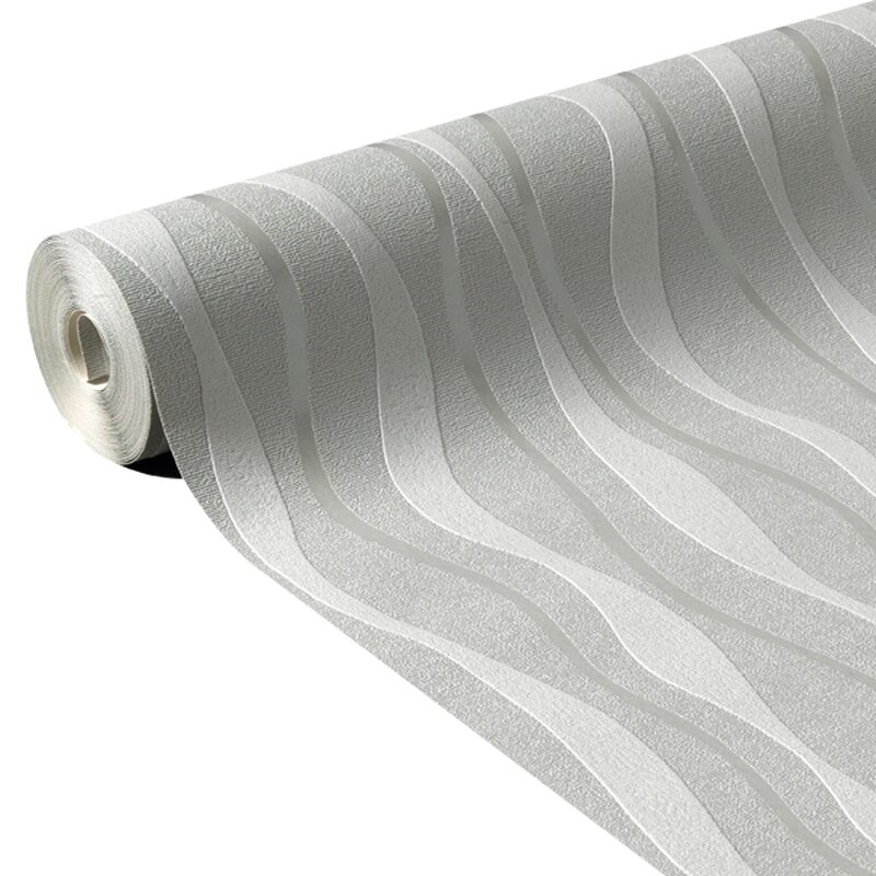 Papier peint vinyle ENTRELAC coloris gris perle