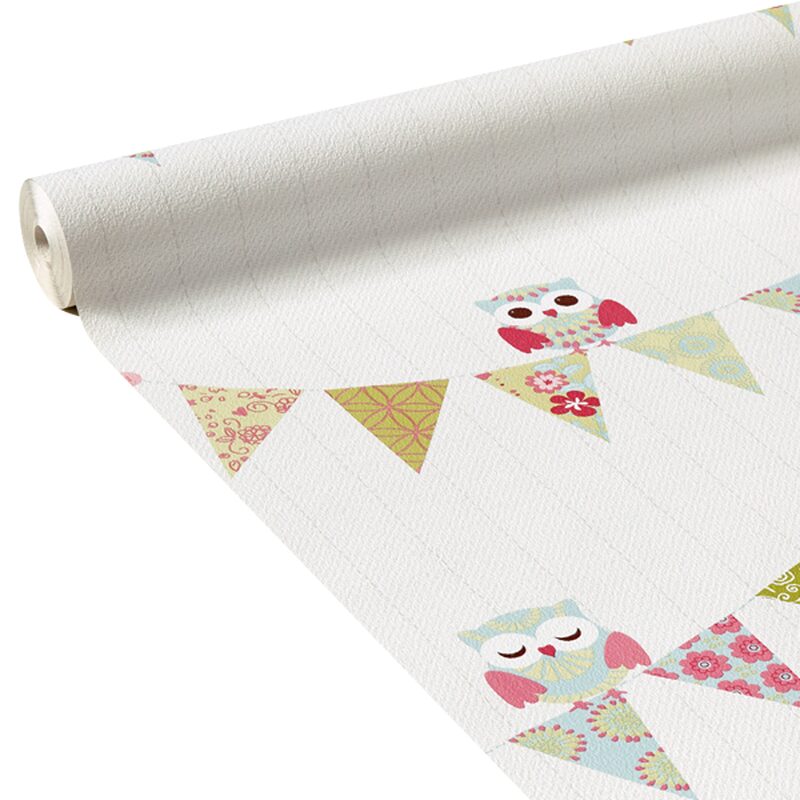 Papier peint C'EST CHOUETTE coloris blanc
