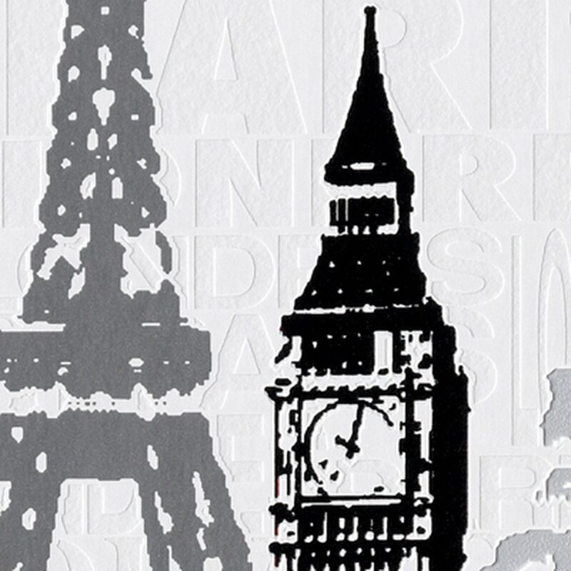 Papier peint intissé PARIS-LONDRES coloris blanc lumiere