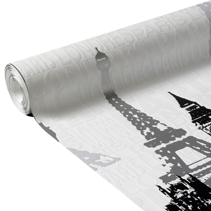 Papier peint intissé PARIS-LONDRES coloris blanc lumiere