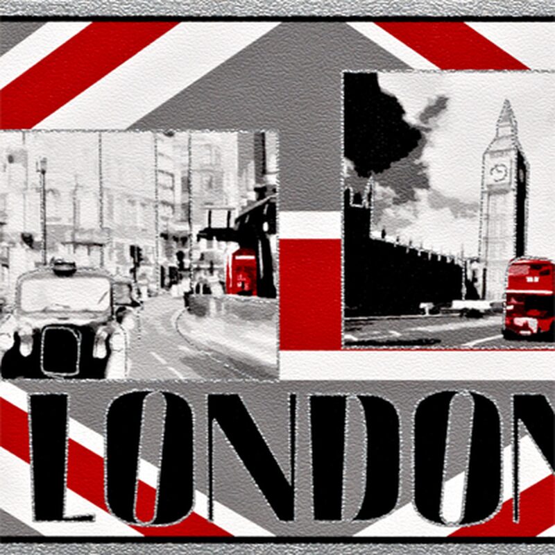 Frise LONDON LIFE coloris rouge coquelicot