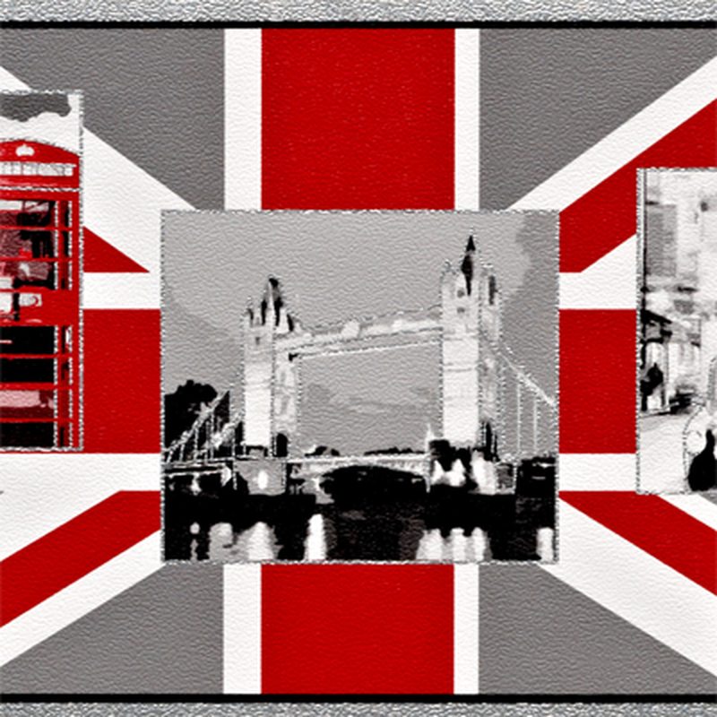 Frise LONDON LIFE coloris rouge coquelicot