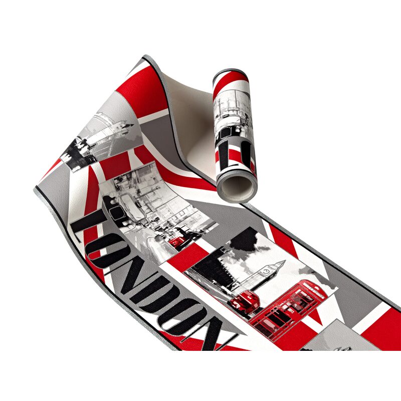 Frise LONDON LIFE coloris rouge coquelicot