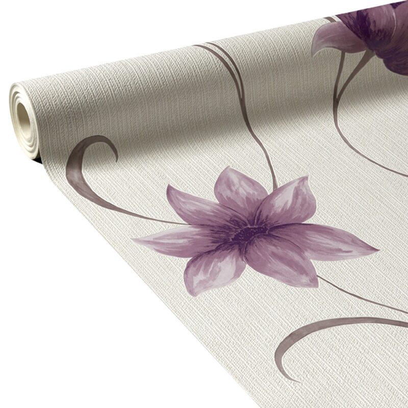 Papier peint vinyle ROMANTIC FLOWER coloris écru