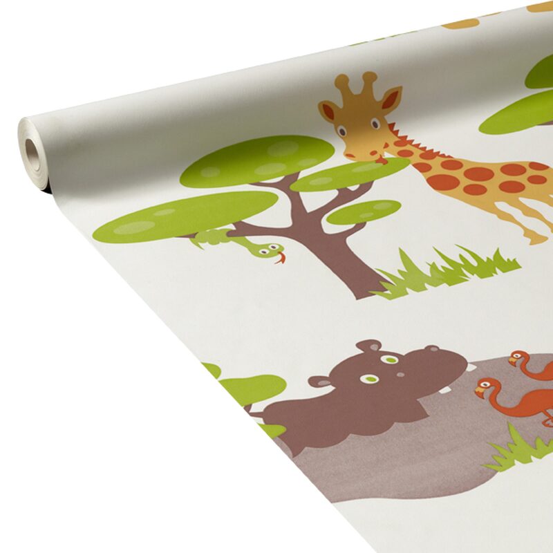 Papier peint SAFARI JUNGLE coloris blanc