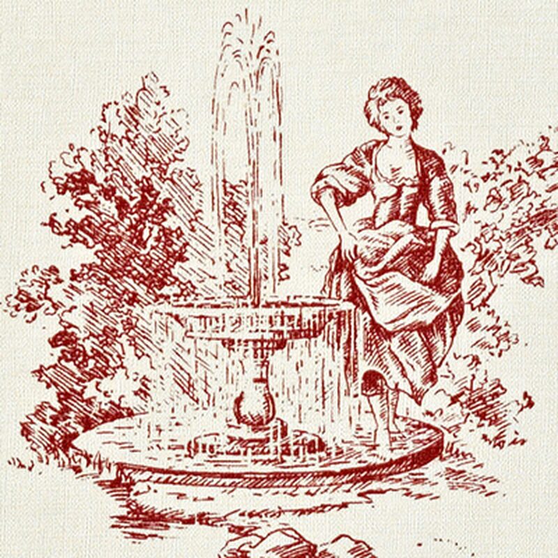Papier peint intissé TOILE DE JOUY coloris rouge cardinal