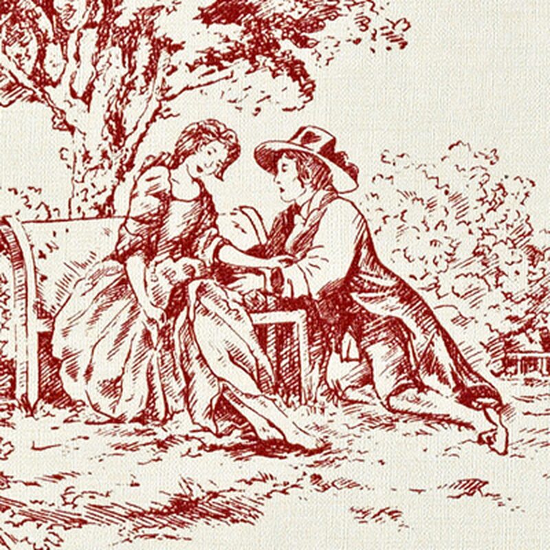 Papier peint intissé TOILE DE JOUY coloris rouge cardinal