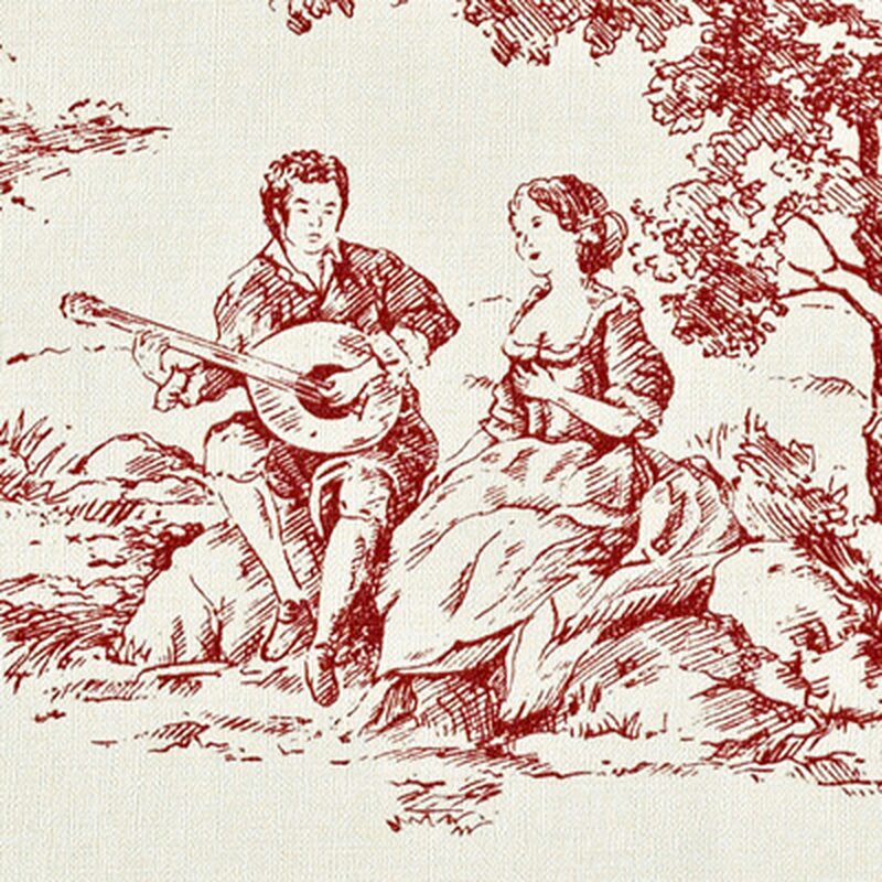 Papier peint intissé TOILE DE JOUY coloris rouge cardinal