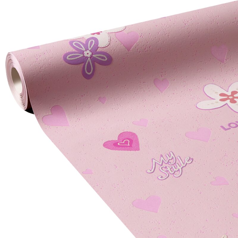 Papier peint vinyle LOVE GIRLY coloris rose barbapapa