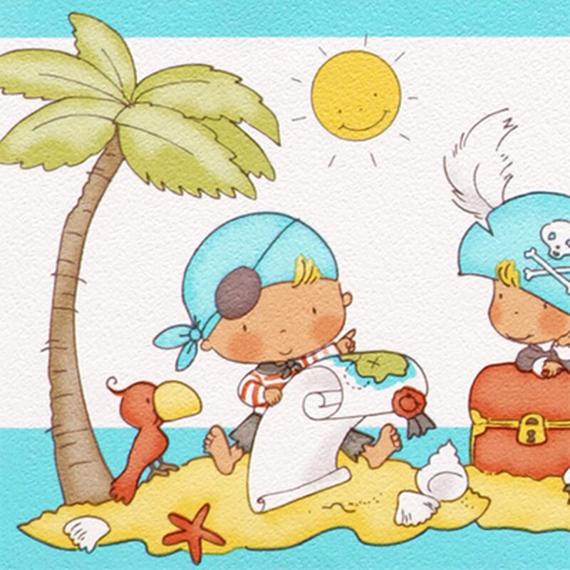Frise PIRATE SOUS LES TROPIQUES coloris blanc