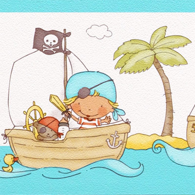 Frise PIRATE SOUS LES TROPIQUES coloris blanc