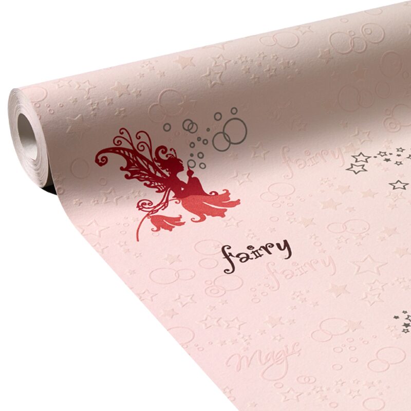 Papier peint vinyle RÊVE DE FÉE coloris rose pétale