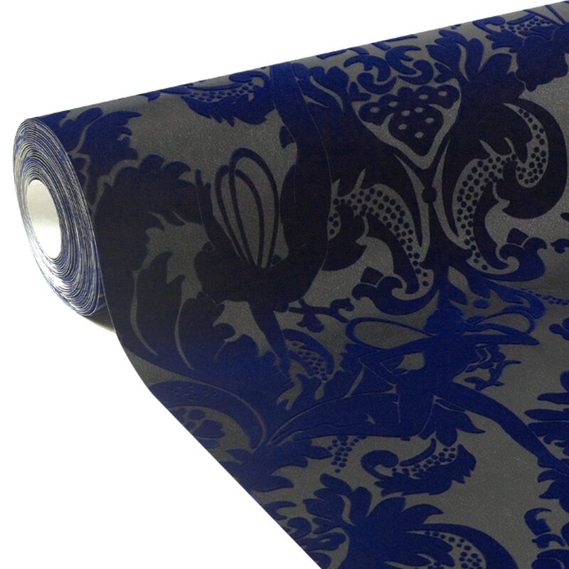 Papier peint intissé floqué FOREST MUSES coloris bleu nuit