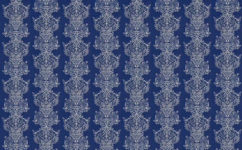 Papier peint intissé BAROK FUN coloris bleuet