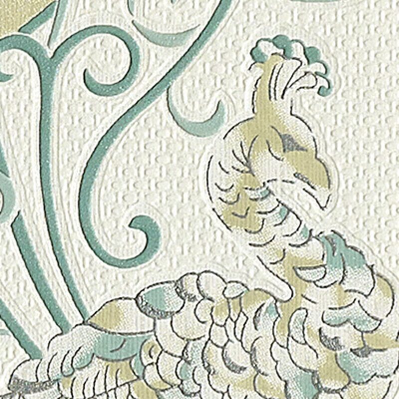 Papier peint vinyle ROYAL PEACOCK coloris vert de gris