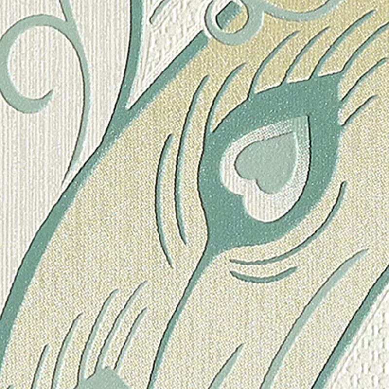 Papier peint vinyle ROYAL PEACOCK coloris vert de gris