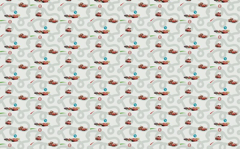 Papier peint CARS CIRCUIT coloris blanc