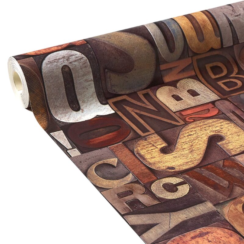 Papier peint vinyle LETTERWOOD coloris rouille