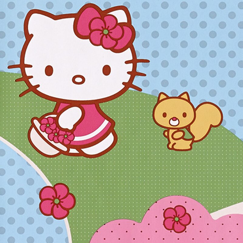 Papier peint SWEETY HELLO KITTY coloris bleu ciel