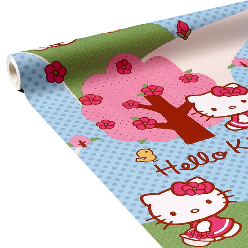 Papier peint SWEETY HELLO KITTY coloris bleu ciel