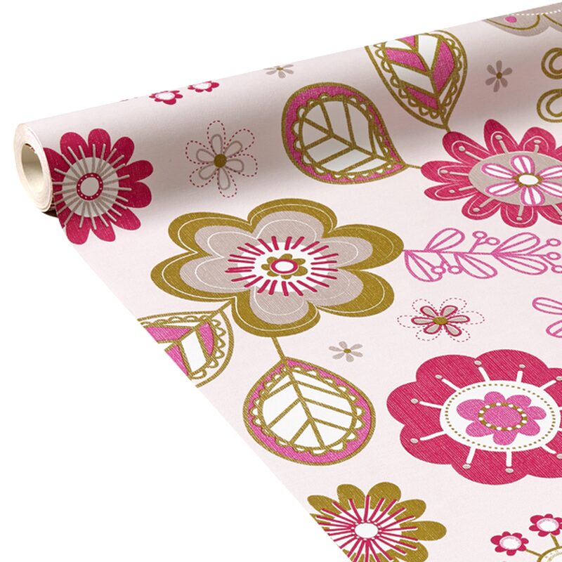 Papier peint FLOWER POWER coloris beige rosé
