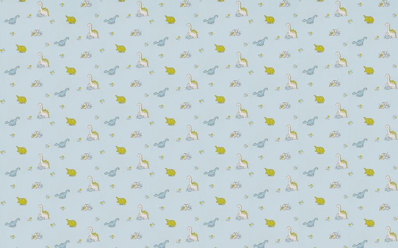 Papier peint DINO coloris bleu aqua