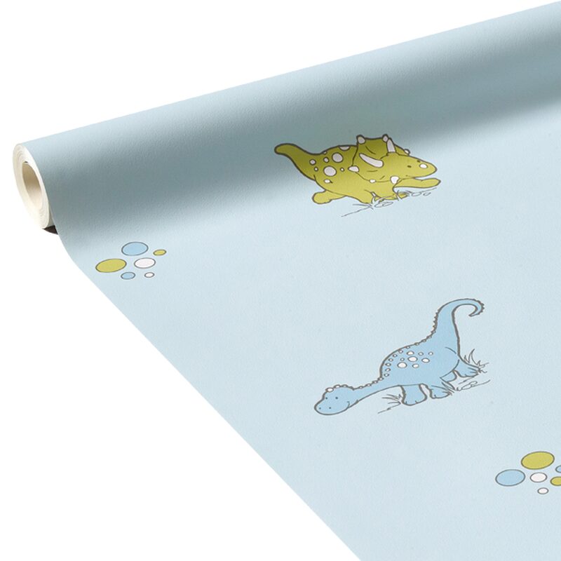 Papier peint DINO coloris bleu aqua