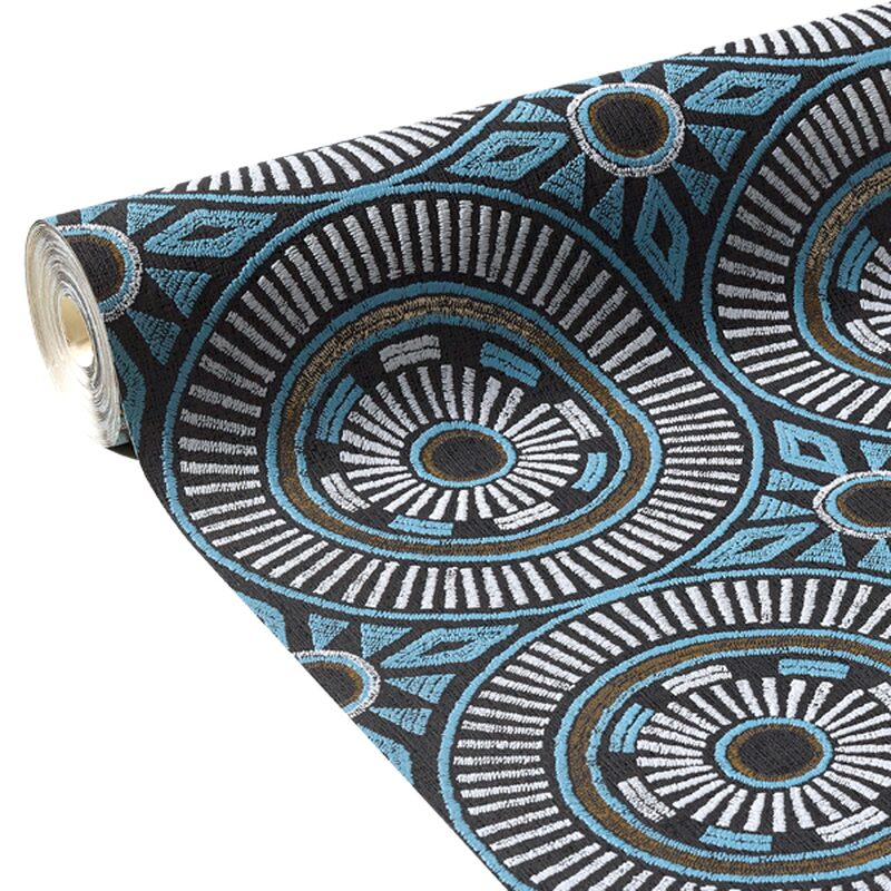 Papier peint vinyle AFRICAN ART coloris bleu turquoise